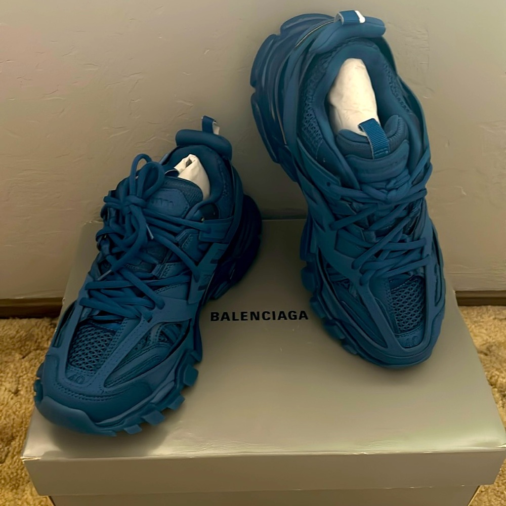 Balenciaga Triple S Track Sneakers in Teal Blue